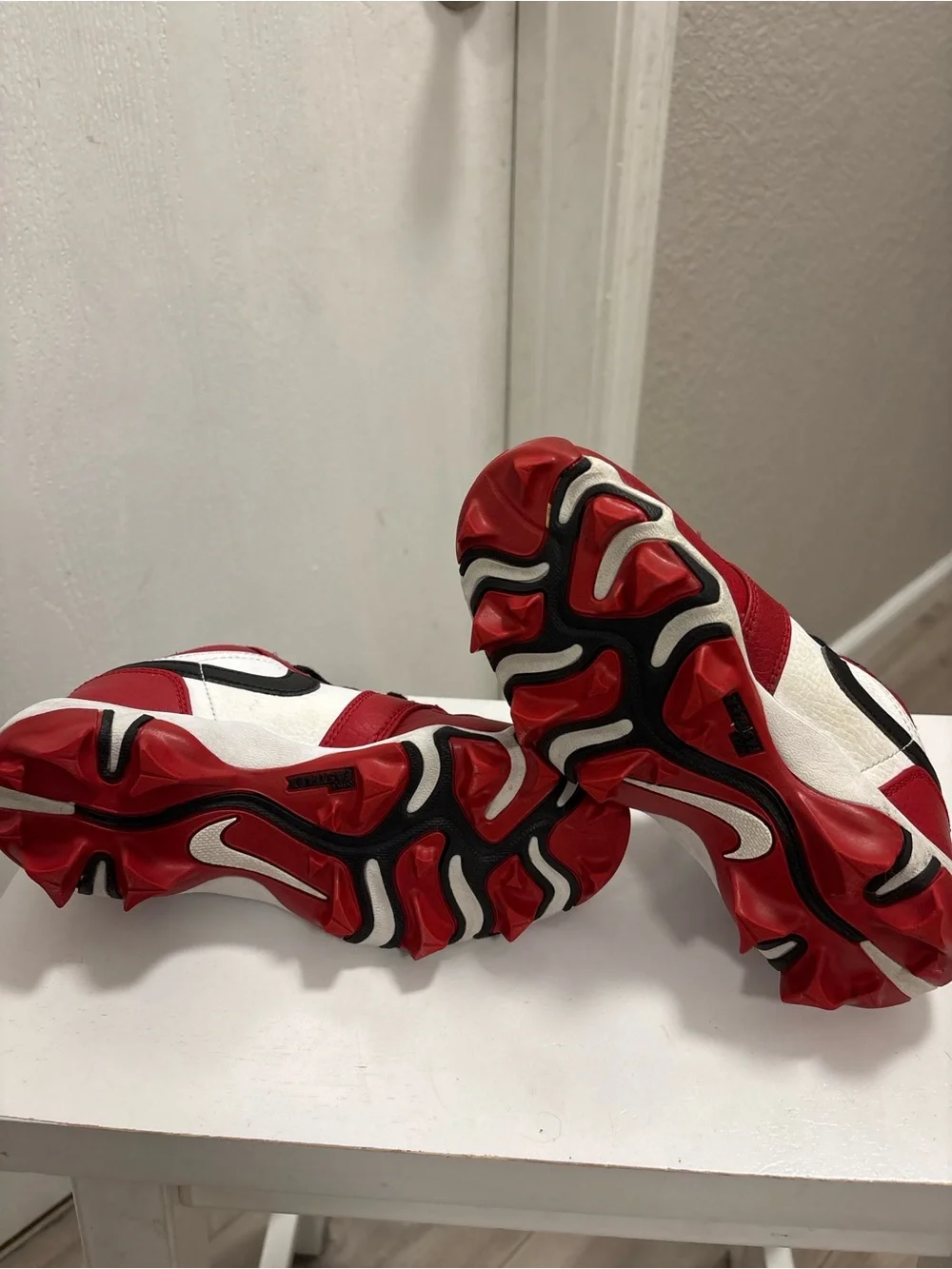 Nike Red White Black Cleat Sneakers